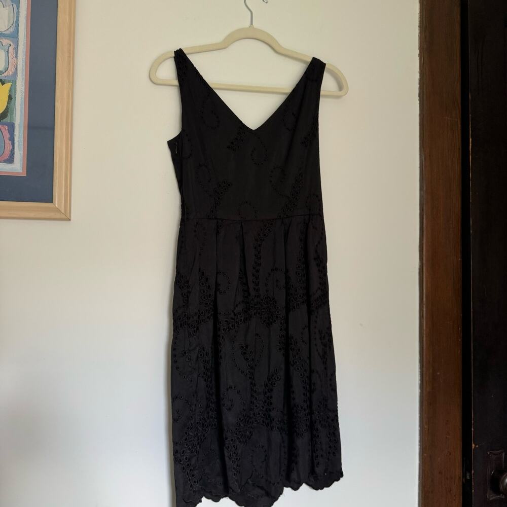 100% Silk Black Eyelet Yoana Baraschi Dress - Picture 12 of 14